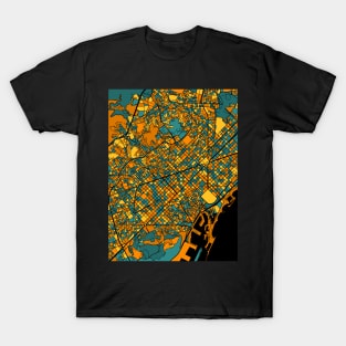 Barcelona Map Pattern in Orange & Teal T-Shirt